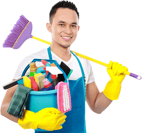 Man in Cleaning Crew Smiling